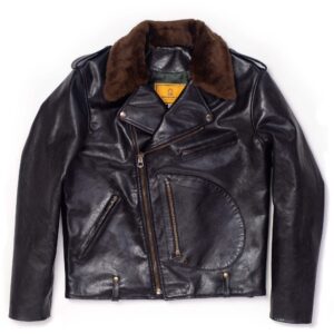 "Chiodo" Fur Collar Black Horsehide Leather Jacket