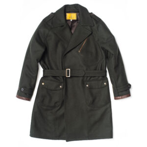 “Stelvio” Forest Green Melton Wool Dispatch Rider Coat