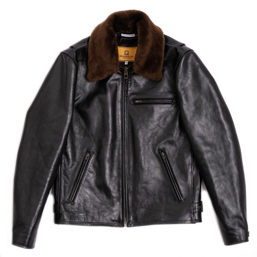 "Varenne" Fur Collar Black Horsehide Leather Jacket "Varenne" Fur Collar Black Horsehide Leather Jacket