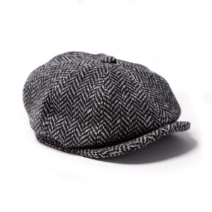 "Outlaw" Grey Herringbone 8 Panel Riders Cap