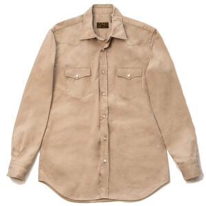 "Gonzo" Beige Cotton Gabardine Western Shirt