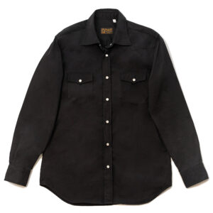 "Gonzo" Black Cotton Gabardine Western Shirt