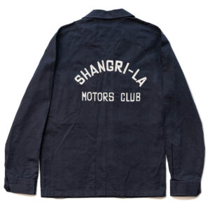"Motors Club" Admiral Blue Waxed Herringbone Overshirt