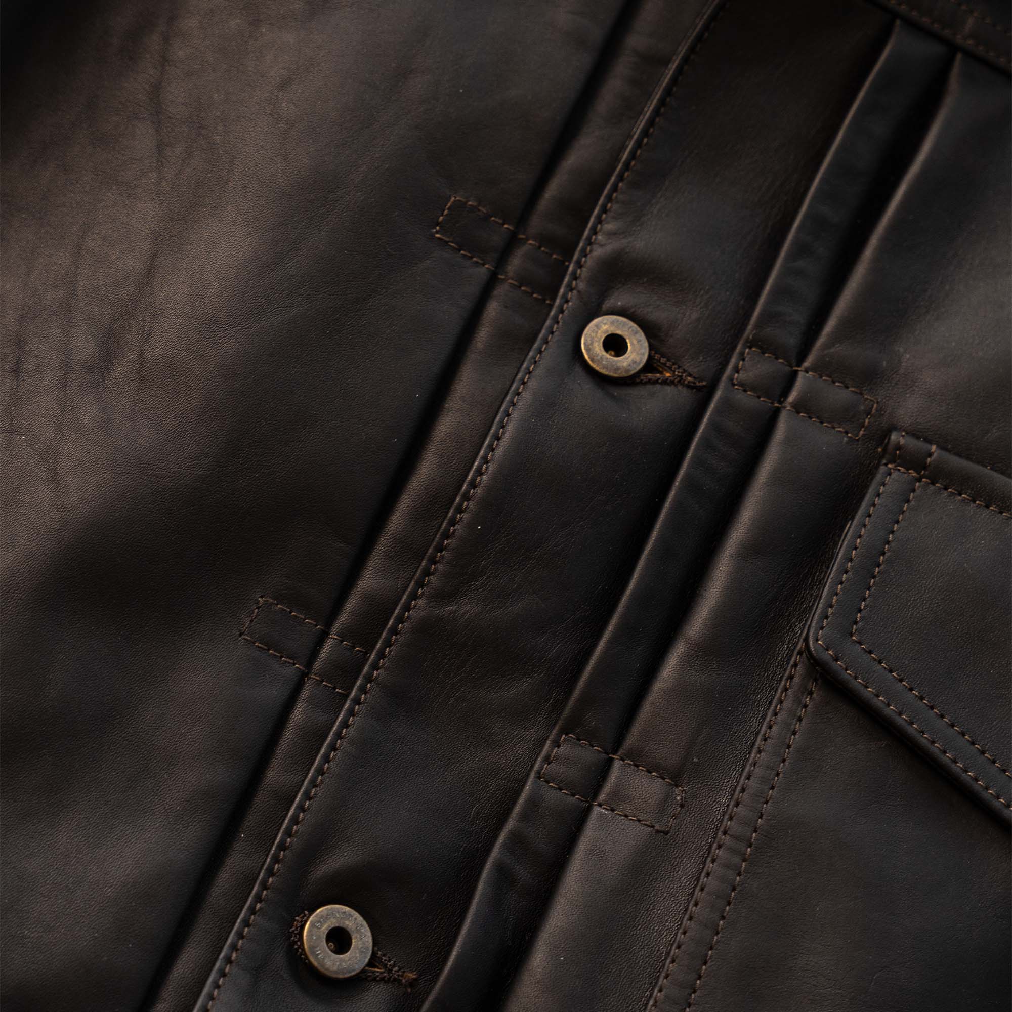 "Type I" Black Tea-Core Horsehide Maryam® Leather Jacket (Ltd. Ed. 25 pcs)