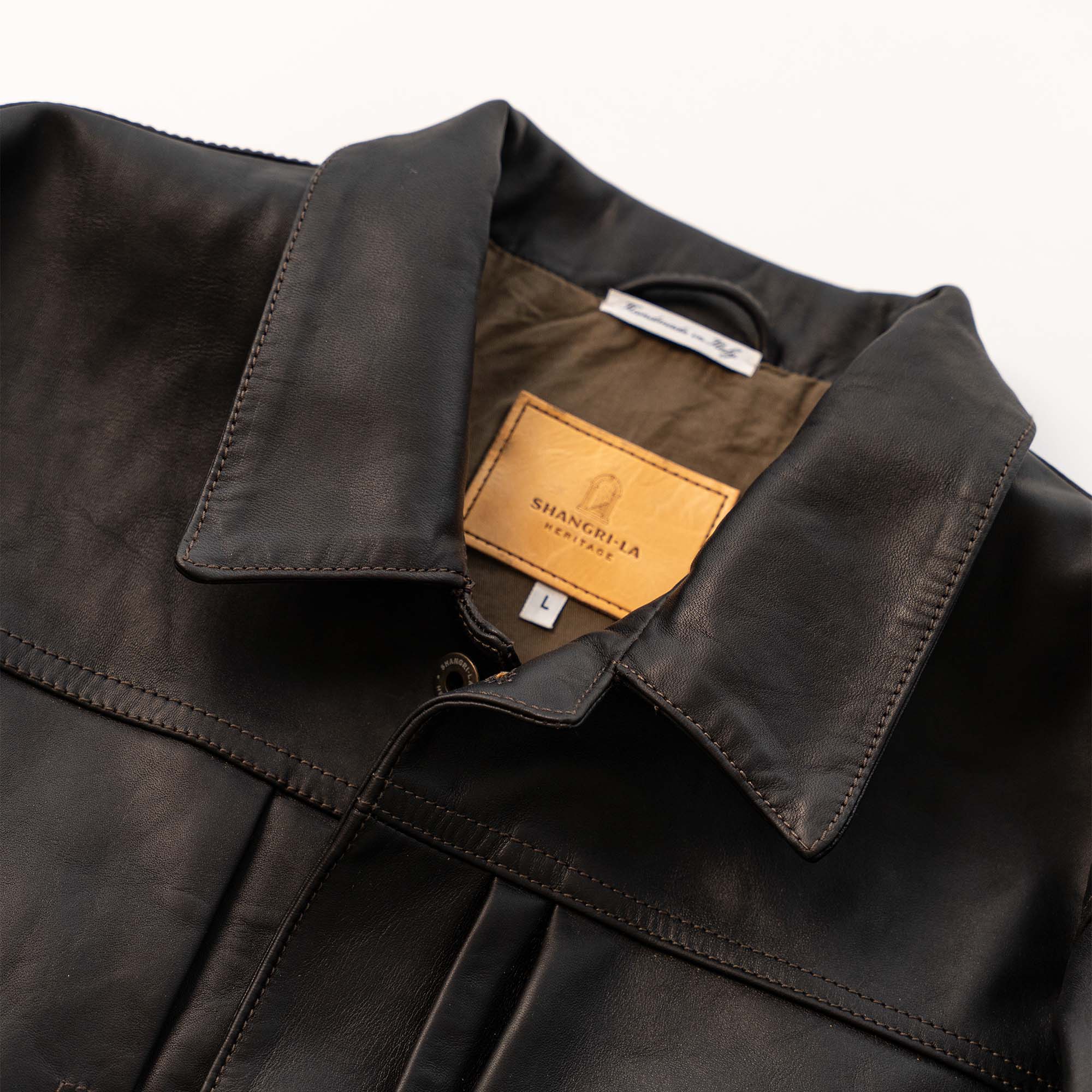 "Type I" Black Tea-Core Horsehide Maryam® Leather Jacket (Ltd. Ed. 25 pcs)