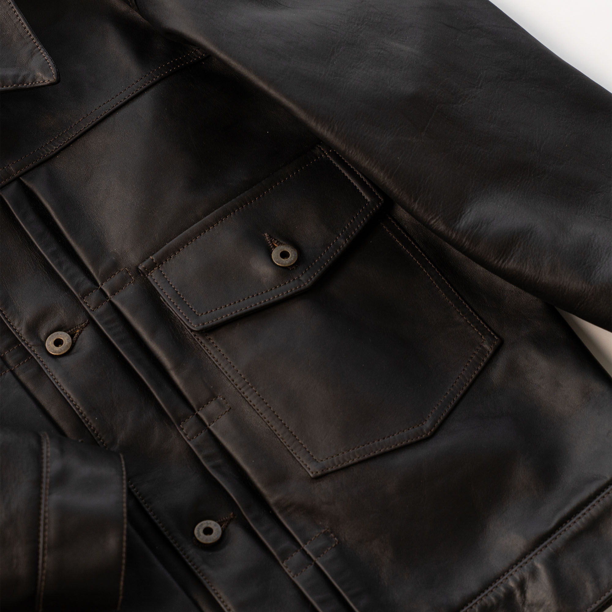 "Type I" Black Tea-Core Horsehide Maryam® Leather Jacket (Ltd. Ed. 25 pcs)