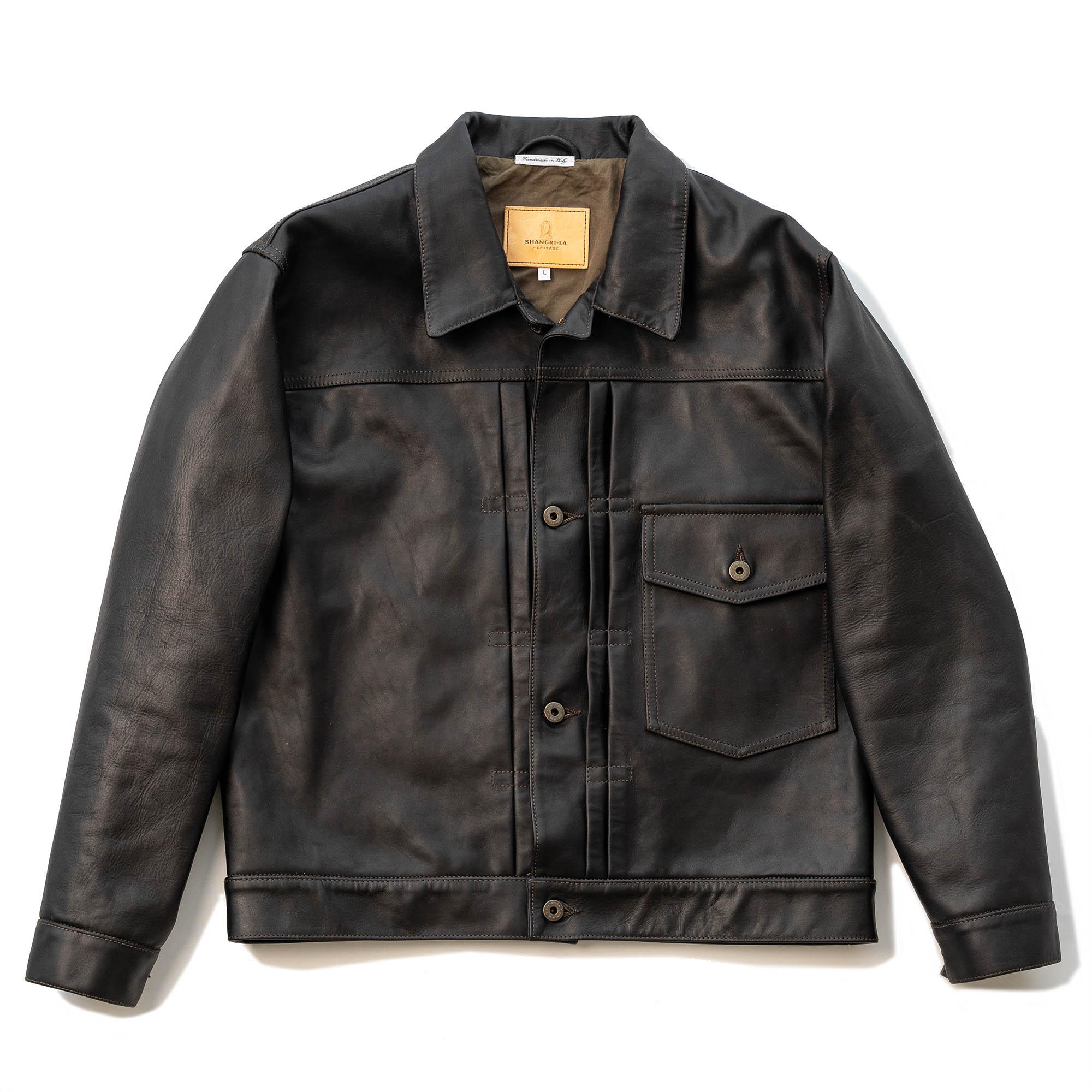"Type I" Black Tea-Core Horsehide Maryam® Leather Jacket (Ltd. Ed. 25 pcs)
