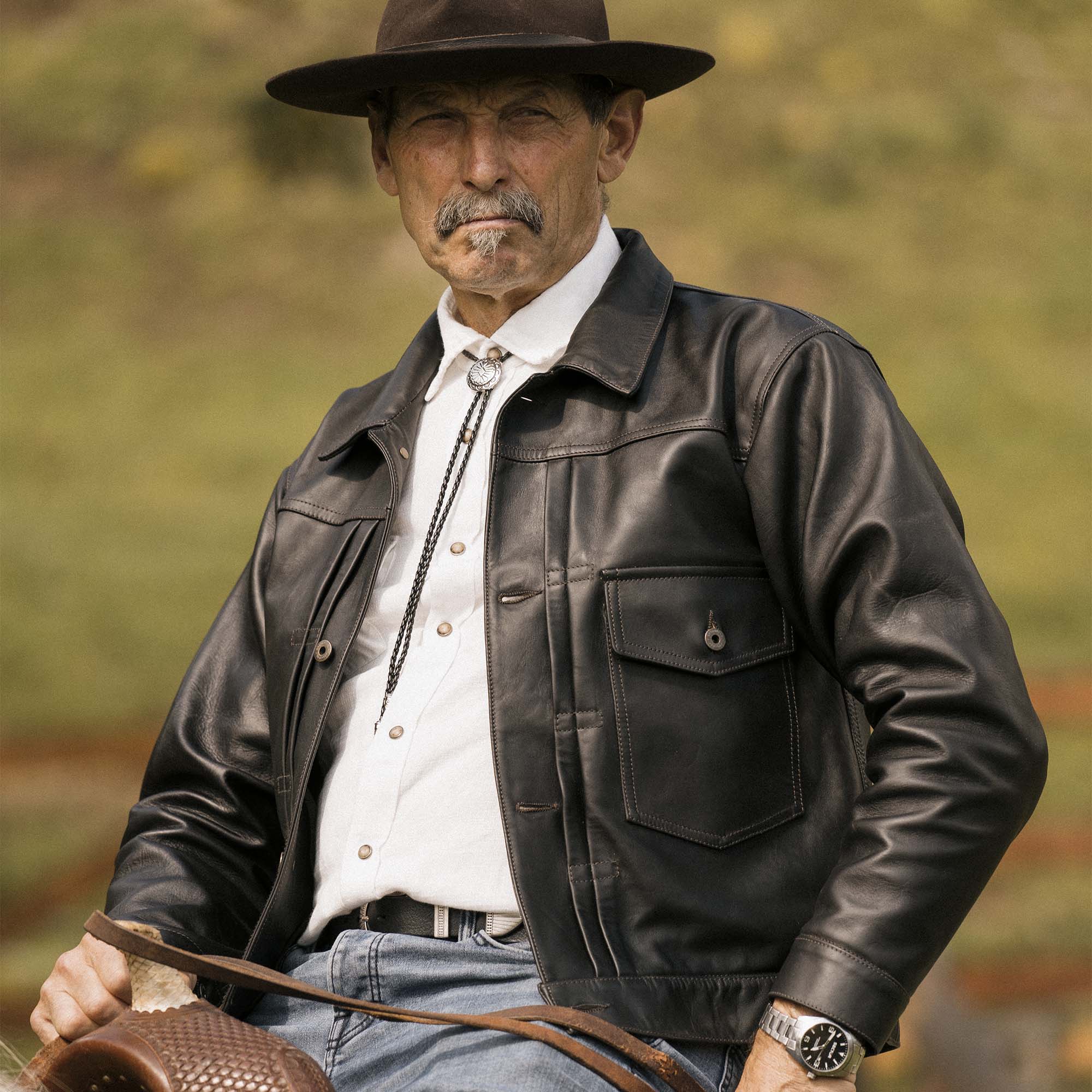 "Type I" Black Tea-Core Horsehide Maryam® Leather Jacket (Ltd. Ed. 25 pcs)