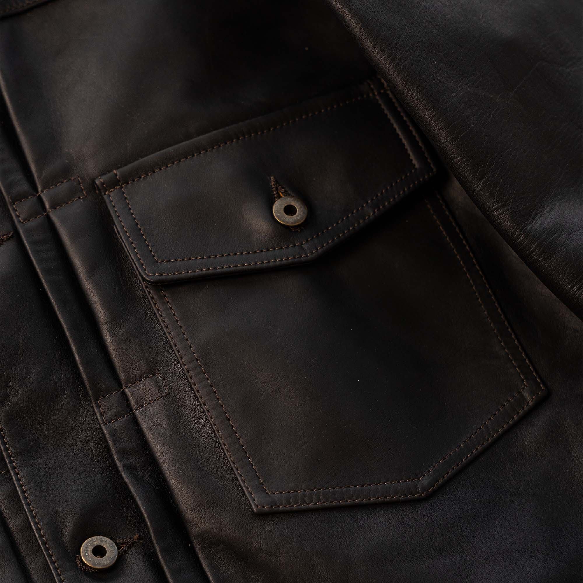 "Type I" Black Tea-Core Horsehide Maryam® Leather Jacket (Ltd. Ed. 25 pcs)