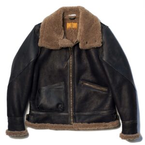 “Aviatore” B-3 Vintage Black Shearling Jacket