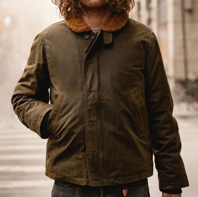 "Deck" N-1 Army Green Waxed Canvas Jacket (Ltd. Ed. 50 pcs) "Deck" N-1 Army Green Waxed Canvas Jacket (Ltd. Ed. 50 pcs)
