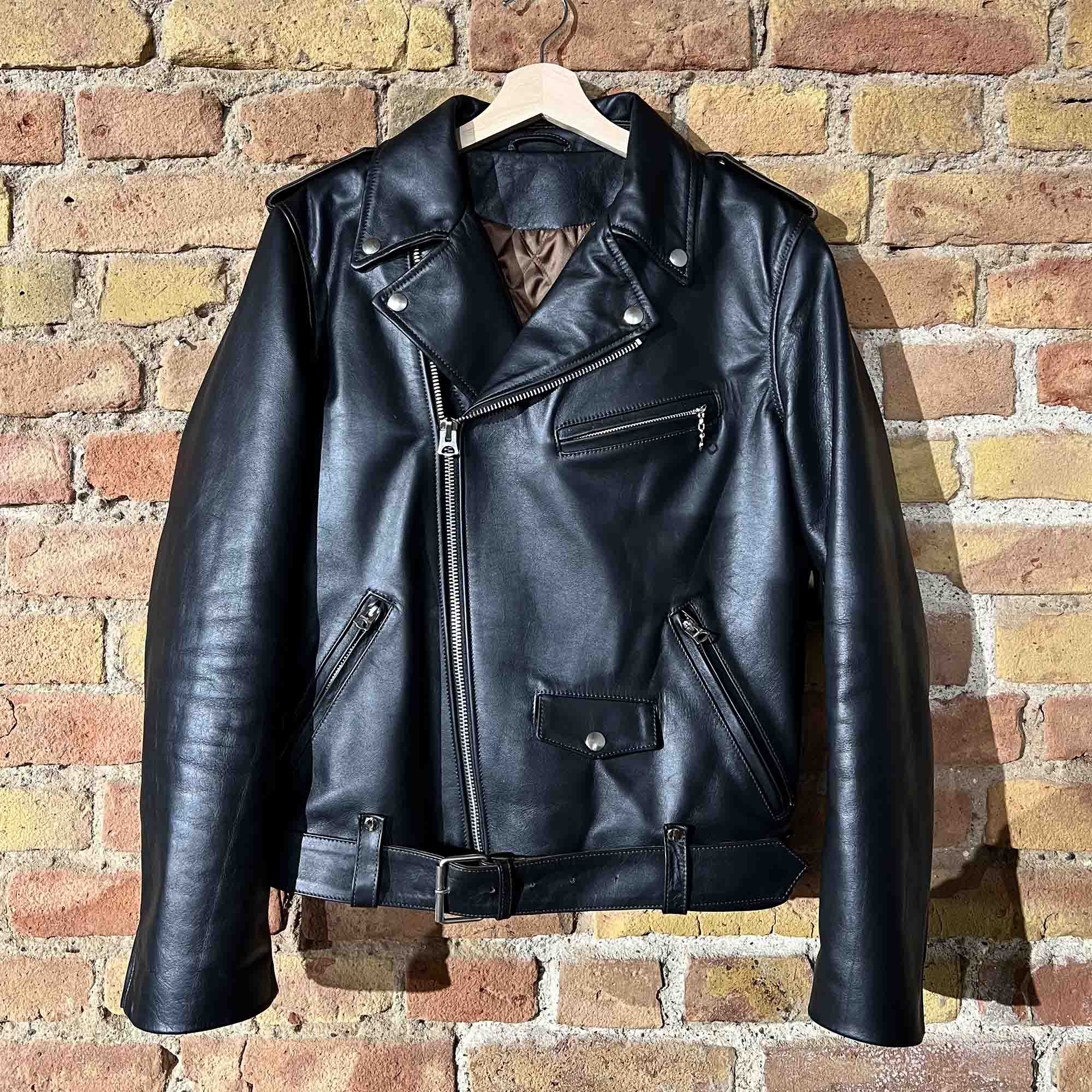 "One For The Road" Black Tea-Core Leather Jacket (by Eat Dust)